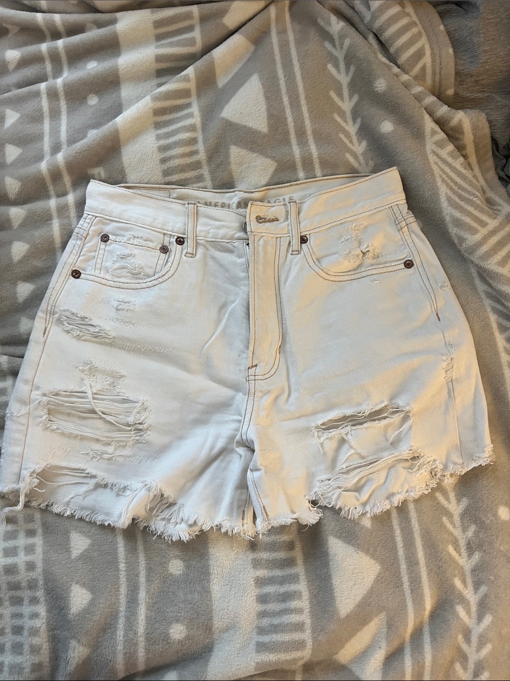 White Distressed High-Waist Women’s Shorts